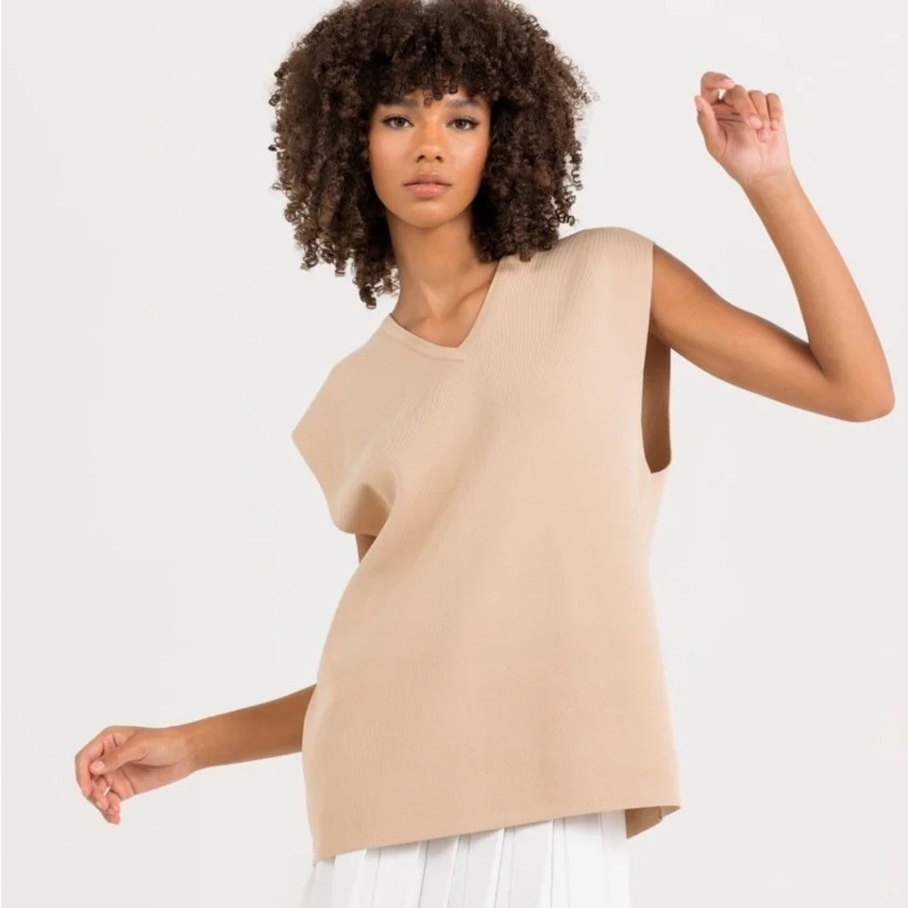 Aleeza Paris V Neck Knit Oversize Mocha